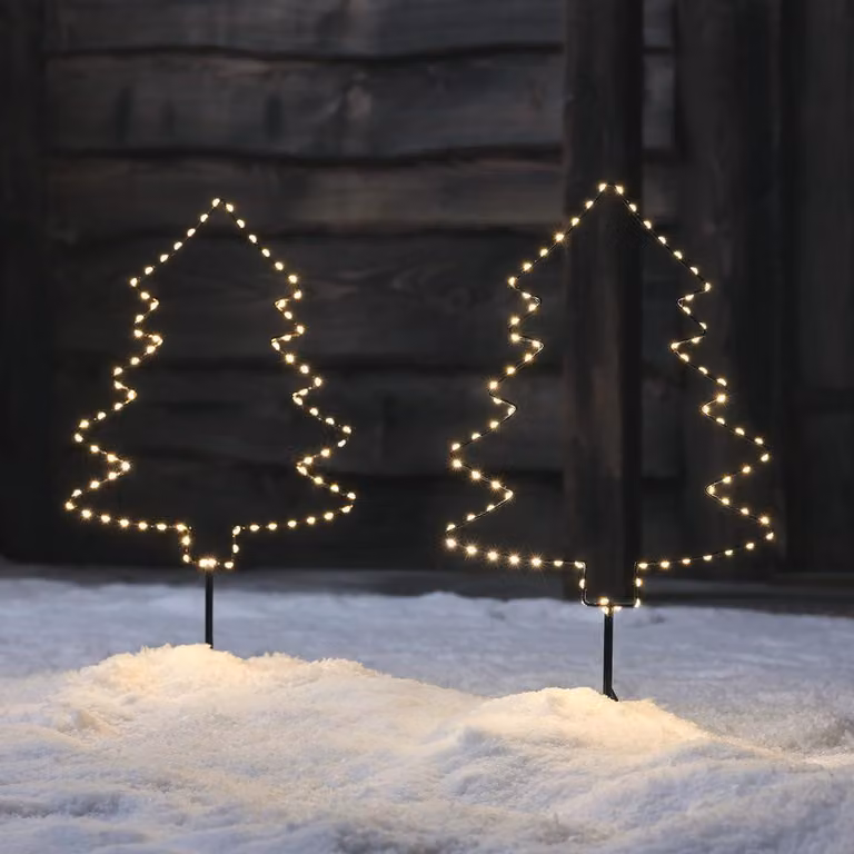 Set di 2 stelle natalizie illuminate con 150 LED bianco caldo, con timer
