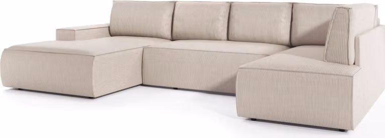 FURNLUX Divano angolare Fiord Beige e Nero 349cm / Colore principale: Beige / Dimensioni: 349 x 85 x 167 cm