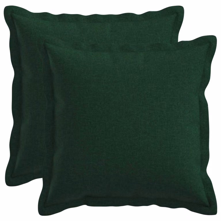 Set di 2 cuscini vidaXL HOUTEN verdi con rivestimento in lino lavabile, L 45 x P 45 x H 45 cm