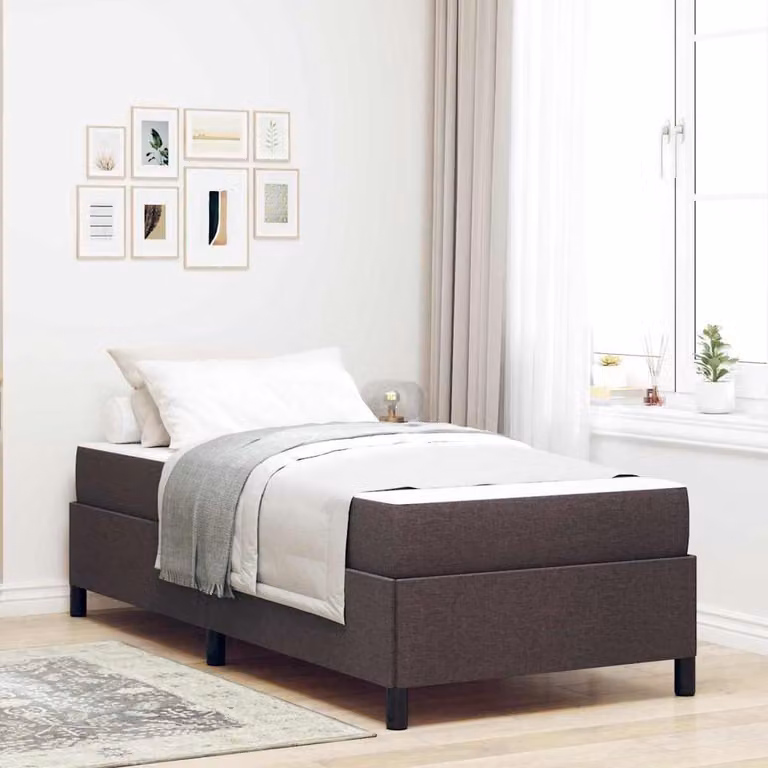 Maison Exclusive - Letto boxspring marrone scuro 90 x 200 cm tessuto