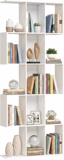 Libreria Xylo a 5 Livelli in Legno Bianco Moderno L: 80 cm, P: 24 cm, H: 200 cm