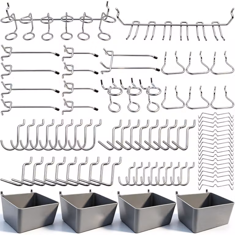 Set di ganci per utensili, completo di scatole porta-attrezzi e sistemi di chiusura, 80 pezzi, per l'organizzazione degli utensili