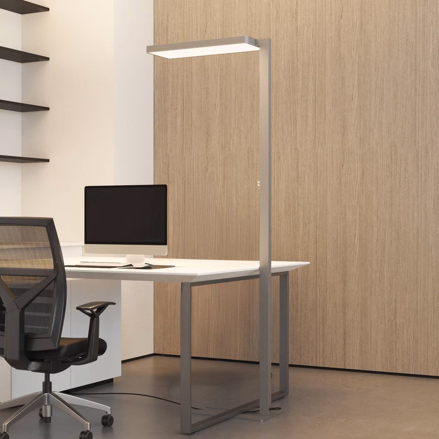 Arcchio Piantana LED Timon, 54W, argento, altezza 195 cm Timon Arcchio, dimmerabile, Alluminio / Grigio / Zincato, Studio / Ufficio, Alluminio, Moderno