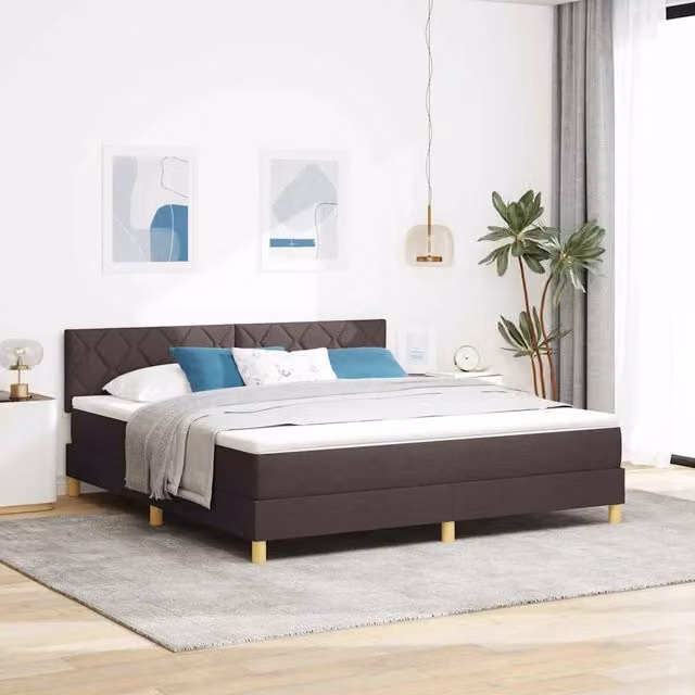 Letto ibrido con struttura imbottita vidaXL in legno e metallo, Marrone, L: 180 cm x P: 200 cm x H: 280 cm – 1