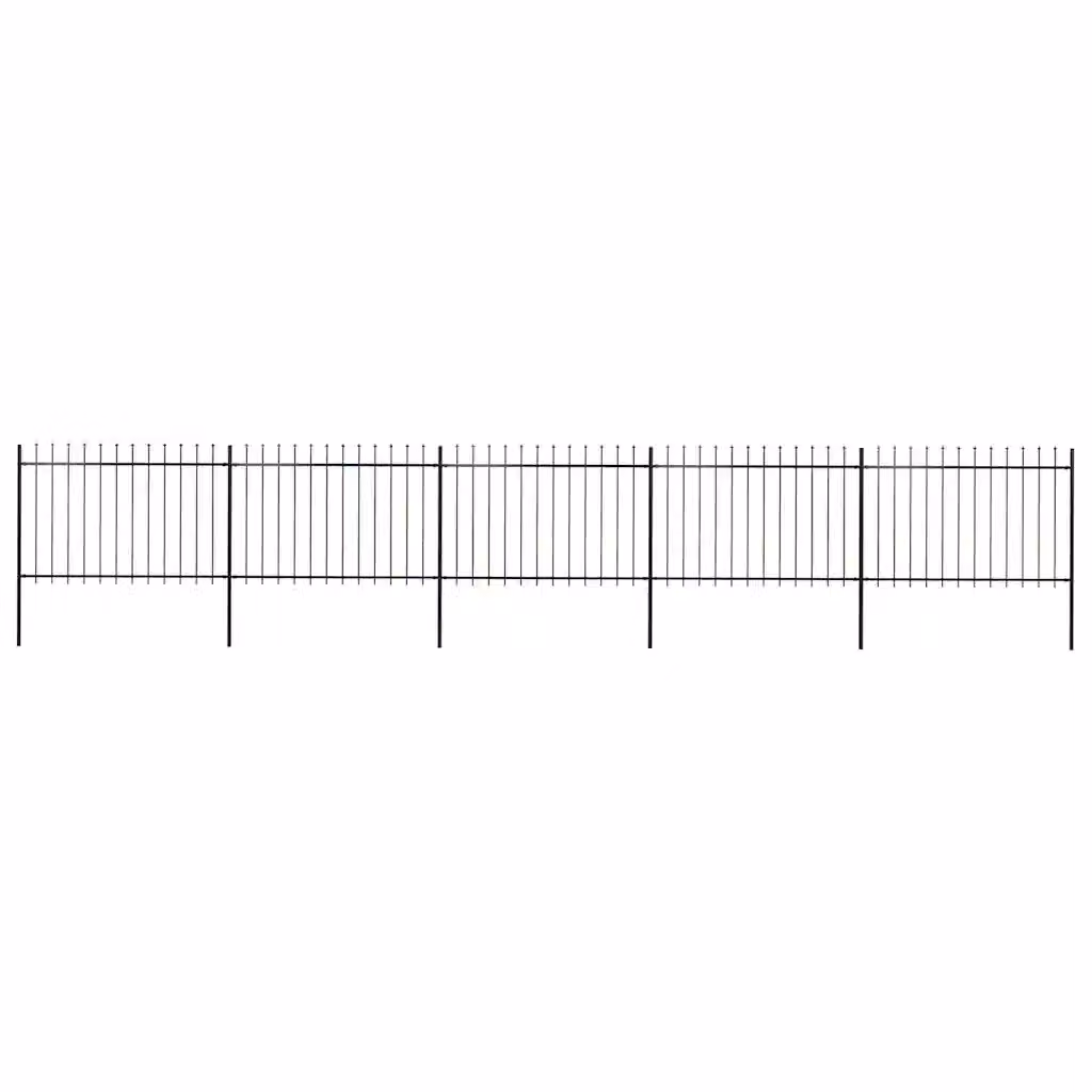 Recinzione da giardino vidaXL in acciaio con punta a lancia, colore nero, L: 838 cm, H: 120 cm