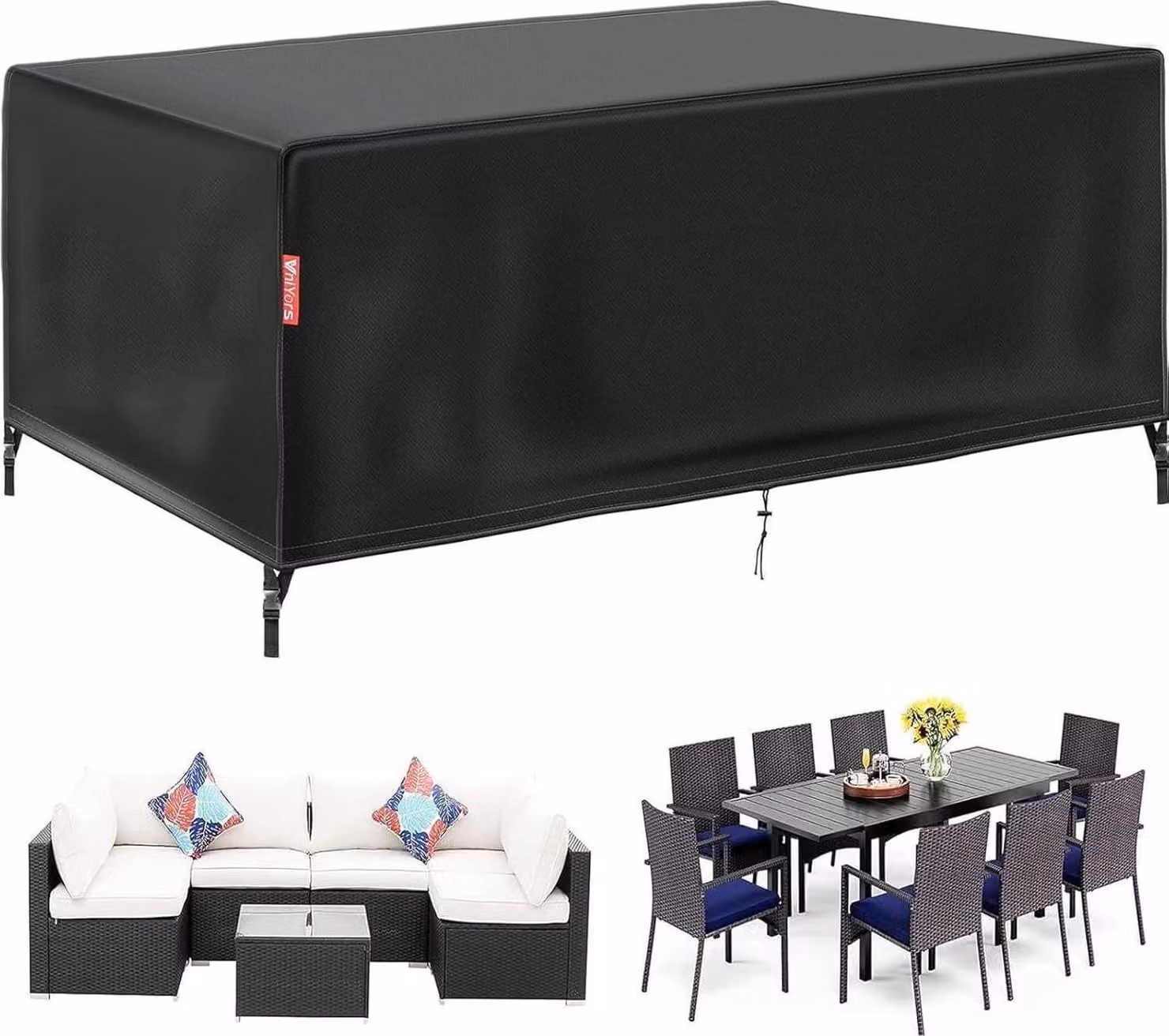 Copertura per mobili da giardino Winterproof 420d Oxford impermeabile 242×160×100CM Nero