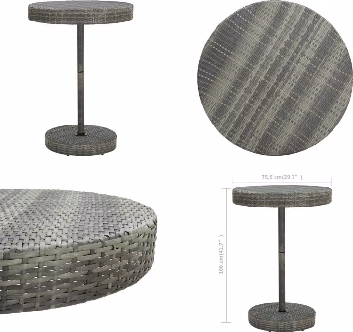 vidaXL Tavolo da giardino grigio 75,5x106 cm Poly Rattan - Tavolo da giardino - Tavoli da giardino - Tavolo - Tavoli