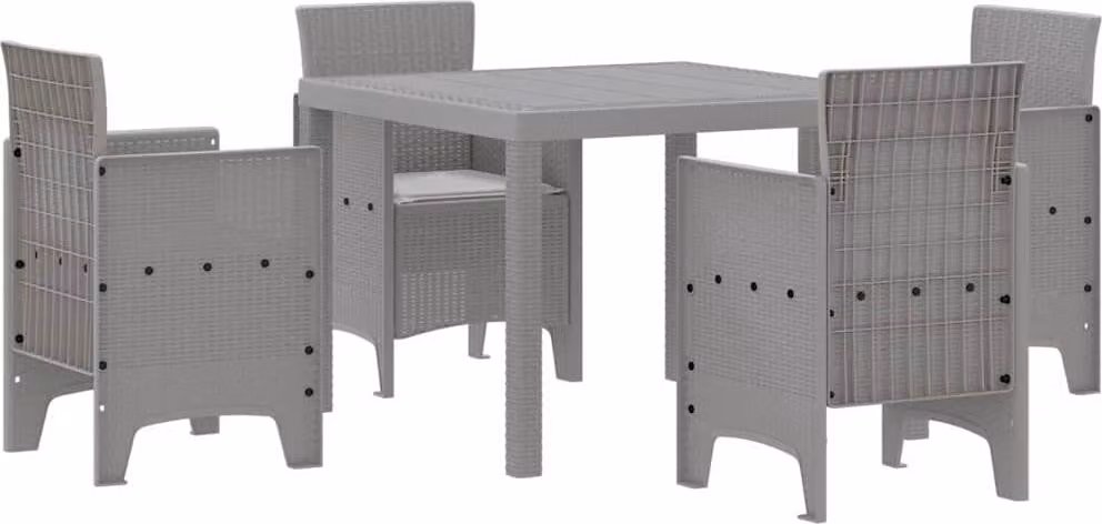 Set da Pranzo per Giardino 5 pcs Grigio chiaro Polipropilene