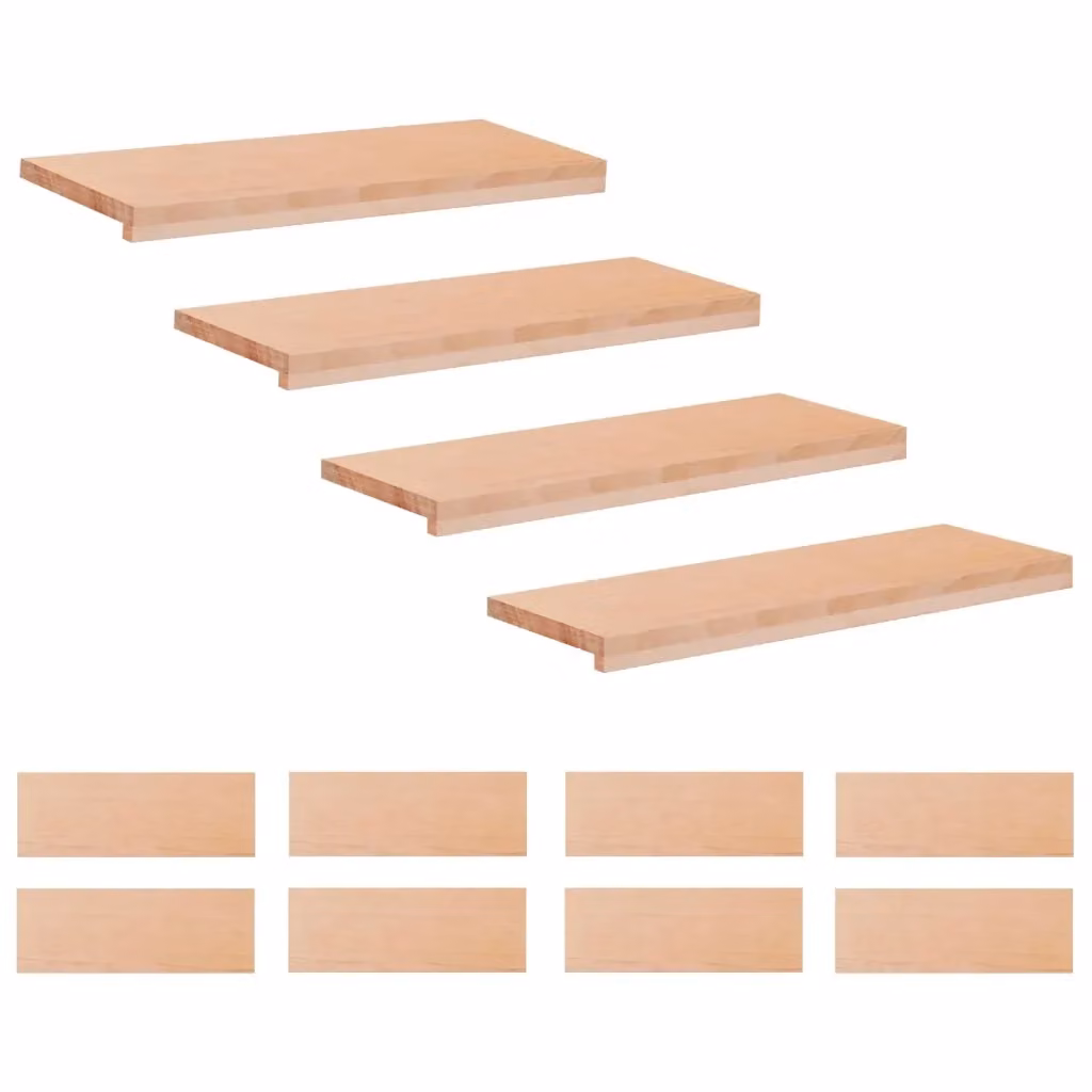 Set di 12 tappeti per scale vidaXL in legno effetto faggio, colore beige, L 70 x P 30 x H 2 cm – 2