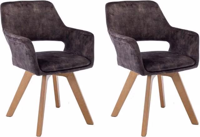 Sedia LAMILA CASA VITAL antracite con braccioli e base in legno di faggio girevole a 360 gradi – 1