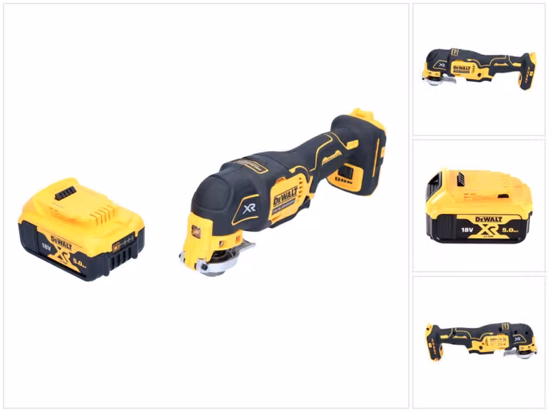 Multiutensile a batteria DeWalt DCS 356 N-XJ 18 V Brushless + 1x batteria 5,0 Ah + kit accessori - senza caricabatterie