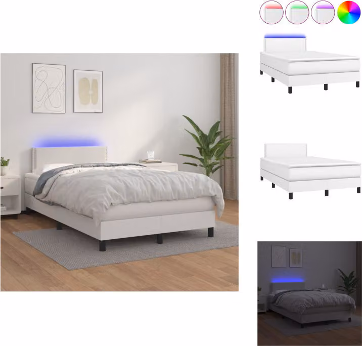 vidaXL Letto a molle con materasso e LED bianco 120x200 cm in Pelle finta - Letti e strutture letto