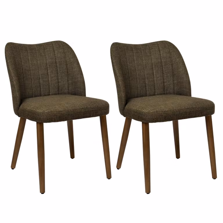 Set di 2 sedie da pranzo Duhome: sedie in lino imbottite con gambe in legno, sedie da cucina moderne per sala da pranzo, soggiorno e cucina, verde