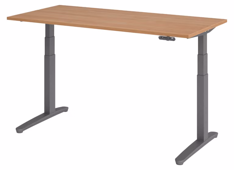 Scrivania elettrica bümö XBHM - Dimensioni: 160 x 80 cm, struttura: grafite, decorazione: noce
