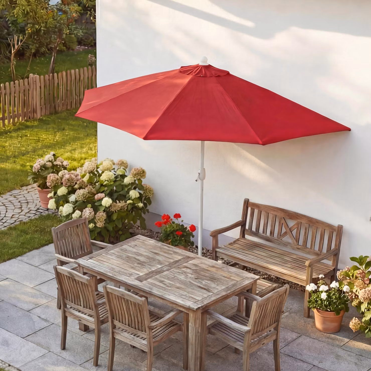 Ombrellone Parla, ombrellone da balcone, poliestere/alluminio UV 50+ 3kg ~ 300cm bordeaux senza supporto