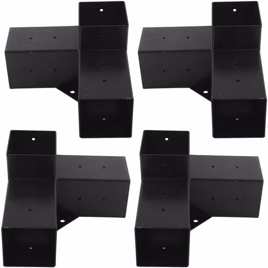 Rivestimento resistente alla ruggine, struttura in acciaio stabile, montaggio semplice, confezione da 4 pezzi, ideale per lavori di falegnameria all'esterno