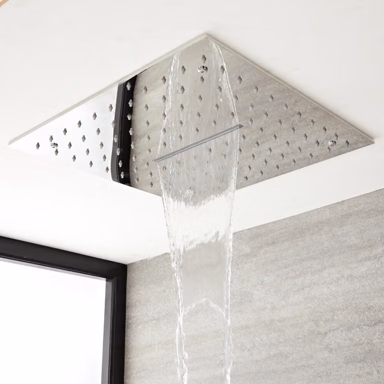 Soffione Doccia Incasso Quadrato 400x400mm - Getto effetto pioggia - Design Moderno - Trenton