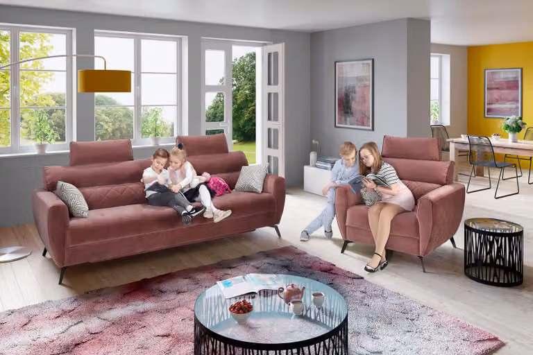 Sofagarnitur 3+1+1 Sitzer Stoff Design Couch Polster Sofas Modern Garnitur
