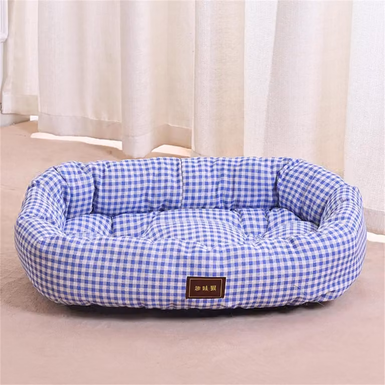 Cuccia ortopedica per cani, lavabile, motivo a scacchi, blu, taglia XXL