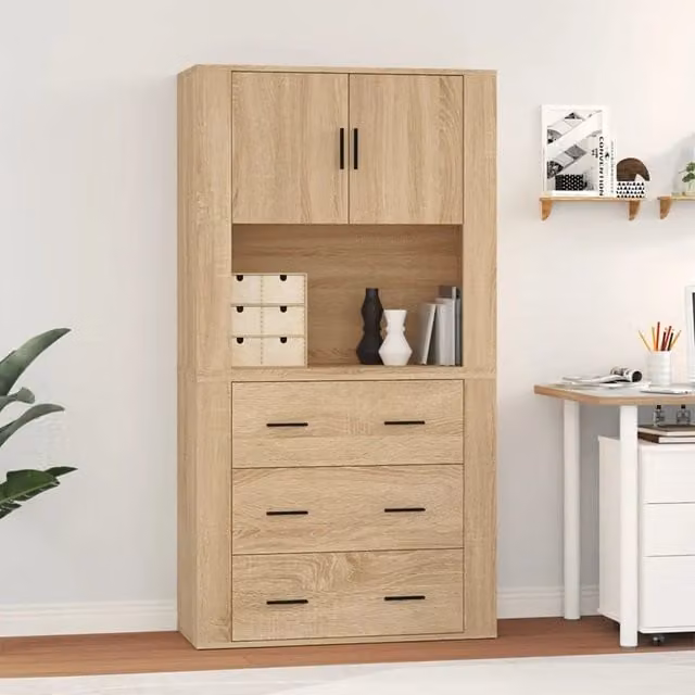 Credenza moderna vidaXL in legno multistrato color rovere sonoma, sospesa, L: 70 cm, P: 33 cm, H: 33 cm