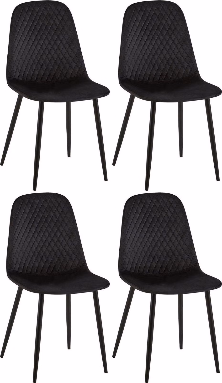 set di 4 sedie da pranzo - Aggiornato - Di facile manutenzione - Design | Colore: Nero | Materiale: Morbido