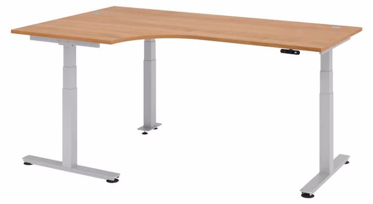Scrivania elettrica bümö XDSM - Struttura: argento, finitura: noce, dimensioni: scrivania angolare 200 x 120 cm