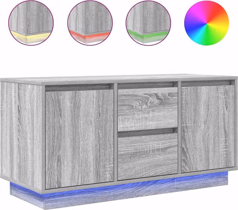 Mobile Porta TV con Luci LED Grigio Sonoma 100x41x50 cm