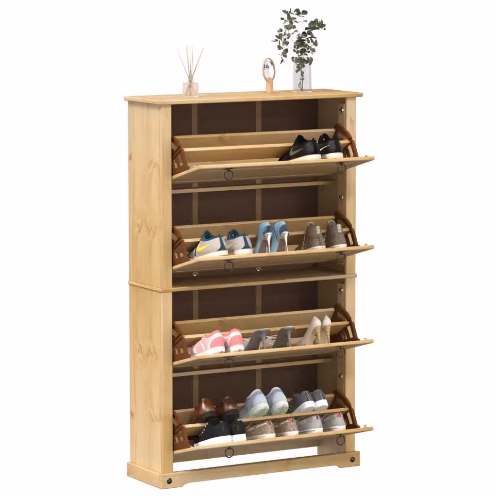 Scarpiera Corona vidaXL in Legno di Pino Rustico Marrone, L/P/H: 99 x 32 x 163,5 cm