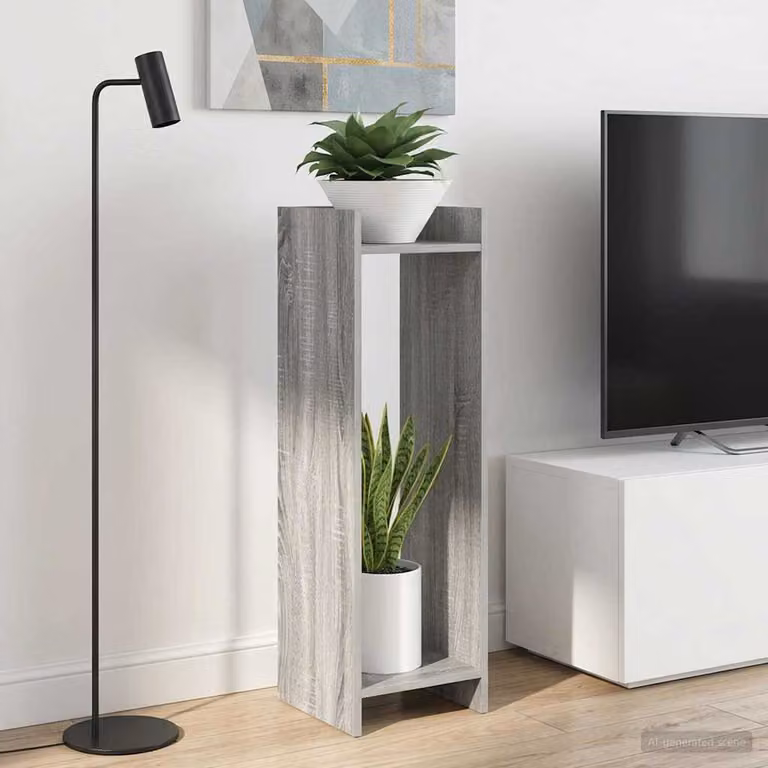 Set di 2 supporti per piante vidaXL in legno MDF grigio L/P/H: 30 x 30 x 100 cm