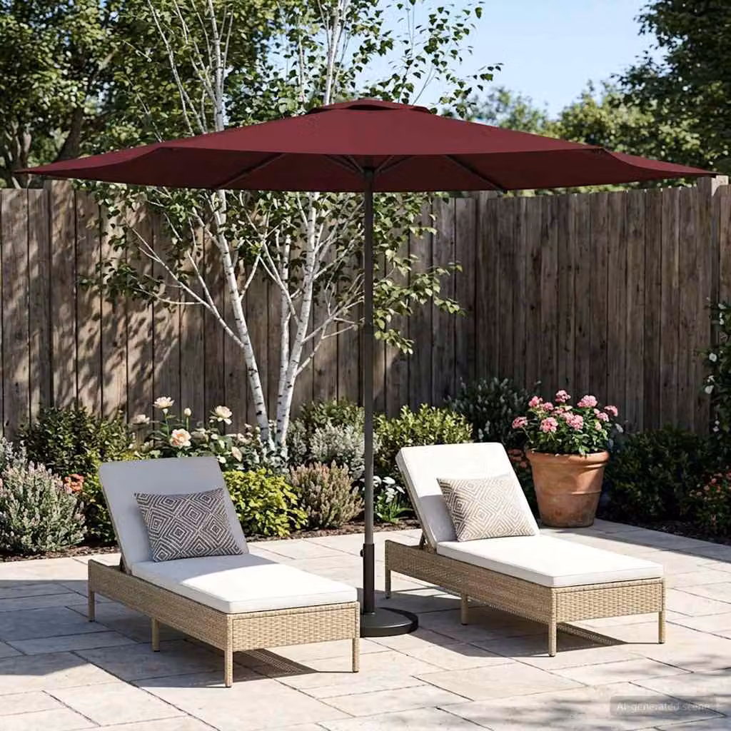 Ombrello da giardino rettangolare vidaXL in poliestere rosso con struttura in acciaio 3 x 3 m