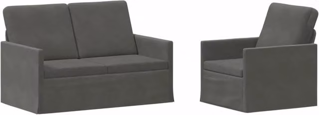 Set di 2 divani moderni vidaXL in tessuto cord e metallo, colore grigio