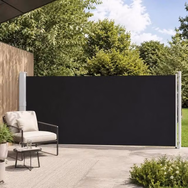 Extendable Side Awning 600x160 Cm Black