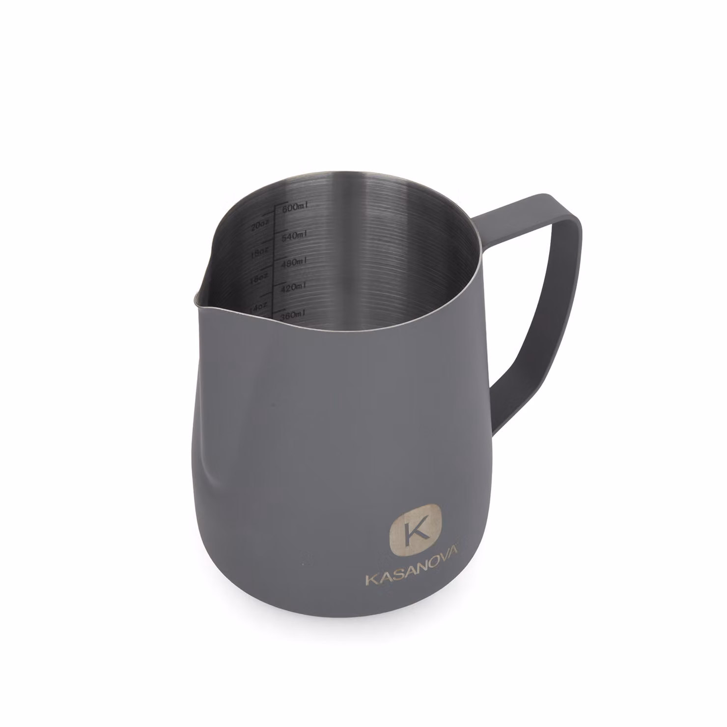 Bricco dosatore per latte Kasanova in acciaio inox grigio con scala graduata, 600 ml – 2