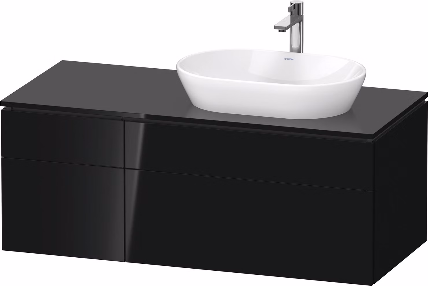 Duravit L-Cube Meuble sous-lavabo en console suspendu, avec plan de toilette en console, 4 tiroirs, vasque à droite, 1220x482x550mm, LC4874040400000, LC4874040400000