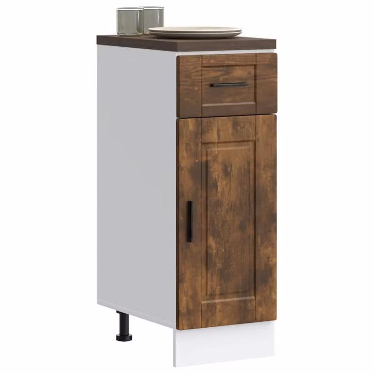 Base da cucina moderna vidaXL Porto Rovere Fumo in legno marrone con ante a battente