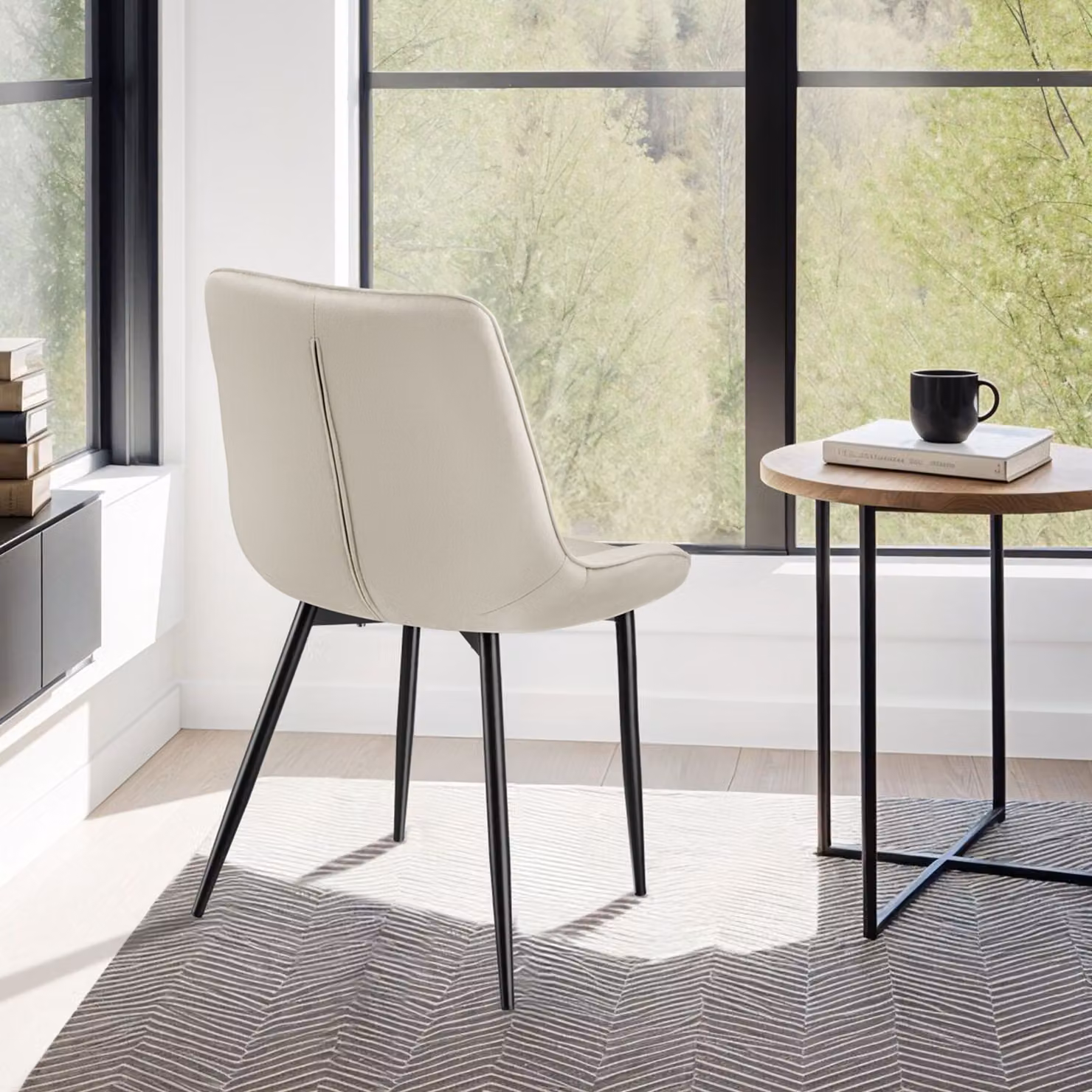 Set di 2 sedie TecTake in velluto beige per soggiorno e cucina – 2