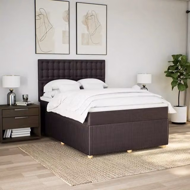 Letto Ibrido Moderno vidaXL con Materasso Marrone e Bianco, Struttura in Legno di Pino e Tessuto, L/P: 160 x 200 cm