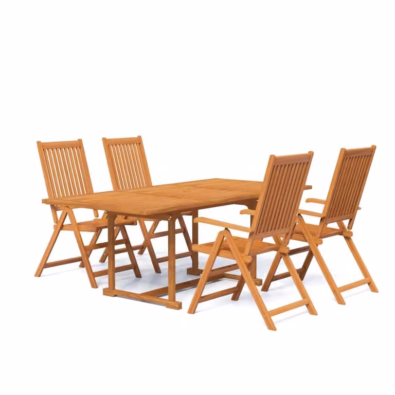 Set Mobili da Pranzo da Giardino 5 pz Legno Massello di Acacia 150-200 cm