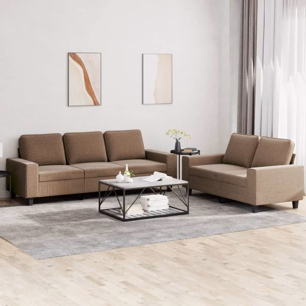 Maison Exclusive - Set divano a 2 posti in tessuto marrone