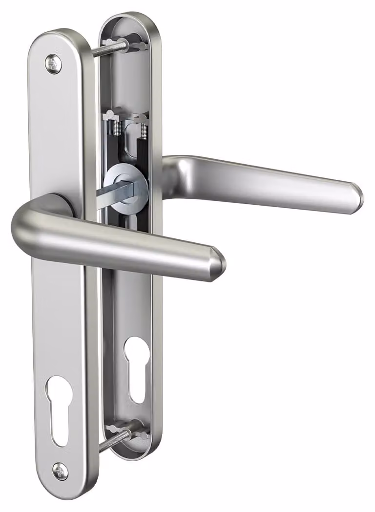 1 Set di maniglie per porta in acciaio inossidabile 304, finitura oro PVD, distanza dal muro di 92 mm, lunghezza della placca di 210 mm, adatta per porte esterne