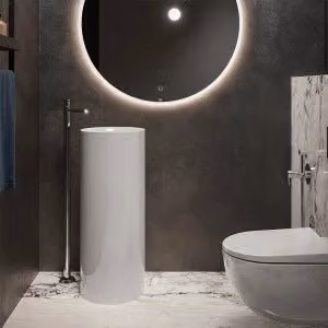 Lavabo da bagno freestanding Petit tondo in ceramica bianco L: 36 cm, H: 90 cm