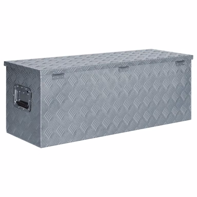 The Living Store Cassa in alluminio 110,5×38,5×40 cm finitura argento