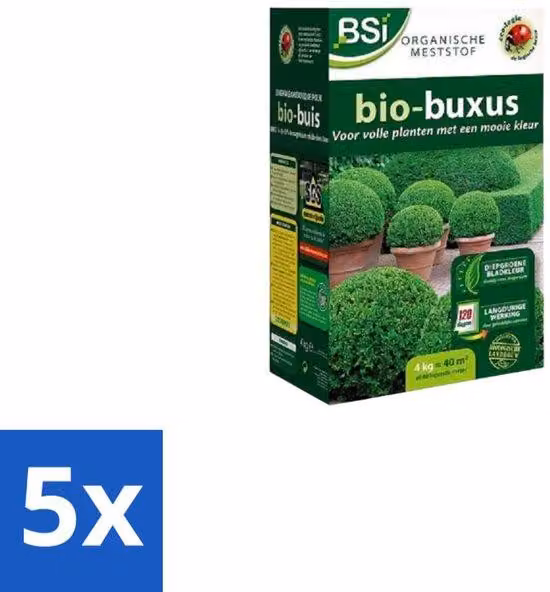 Fertilizzante biologico per bossi, per una crescita rigogliosa e foglie di un verde intenso, 1,25 kg, 12,5 m², sfuso, 5 pezzi