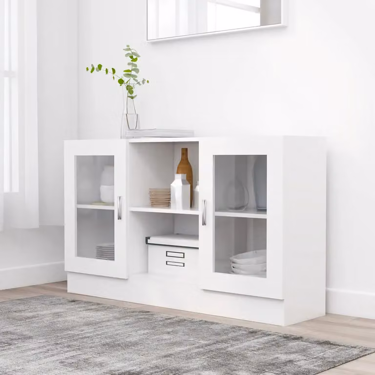 Armadietto con vetrina vidaXL bianco in legno e vetro, L 120 cm x P 30,5 cm x H 70 cm