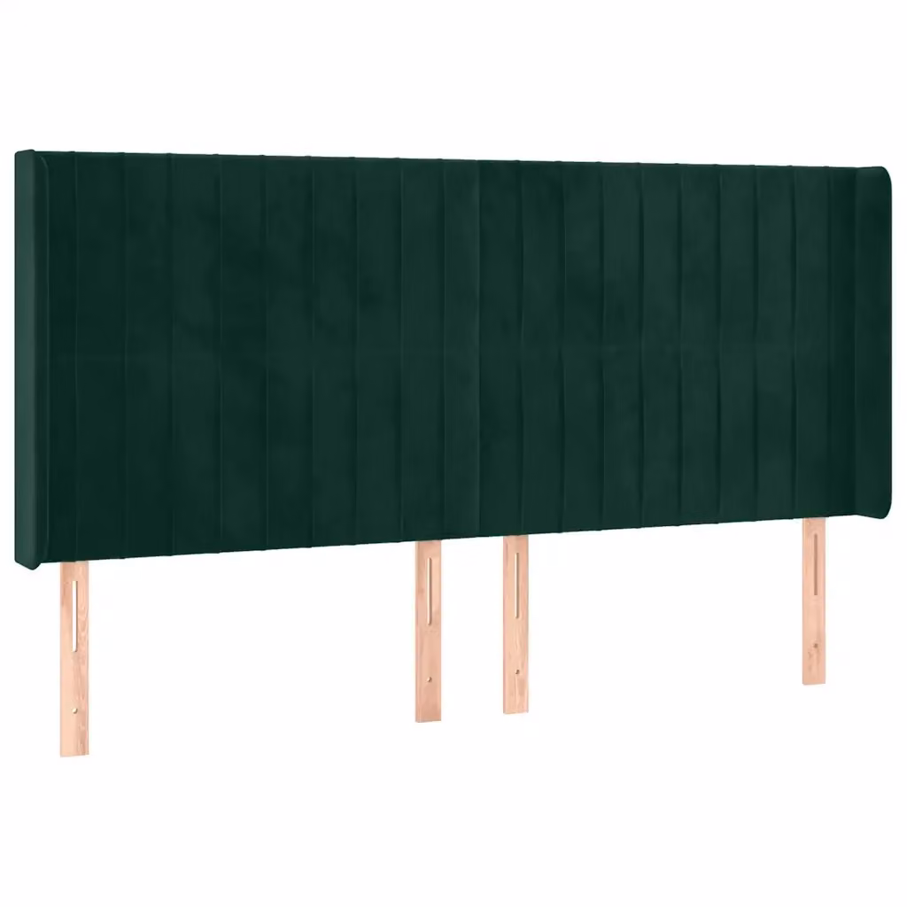 Testiera ad orecchio vidaXL in velluto verde scuro L: 183 cm, P: 16 cm, H: 118/128 cm – 2
