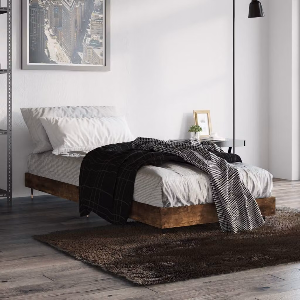 vidaXL Giroletto senza Materasso in Rovere Fumo, L: 190 cm, P: 75 cm