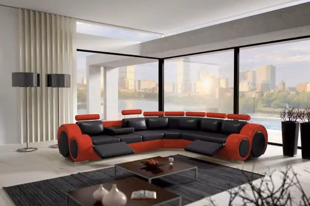 LEDER SOFA ECKCOUCH DESIGN SOFA LEDERCOUCH ECKSOFA WOHNLANDSCHAFT SCHWARZ WEIß