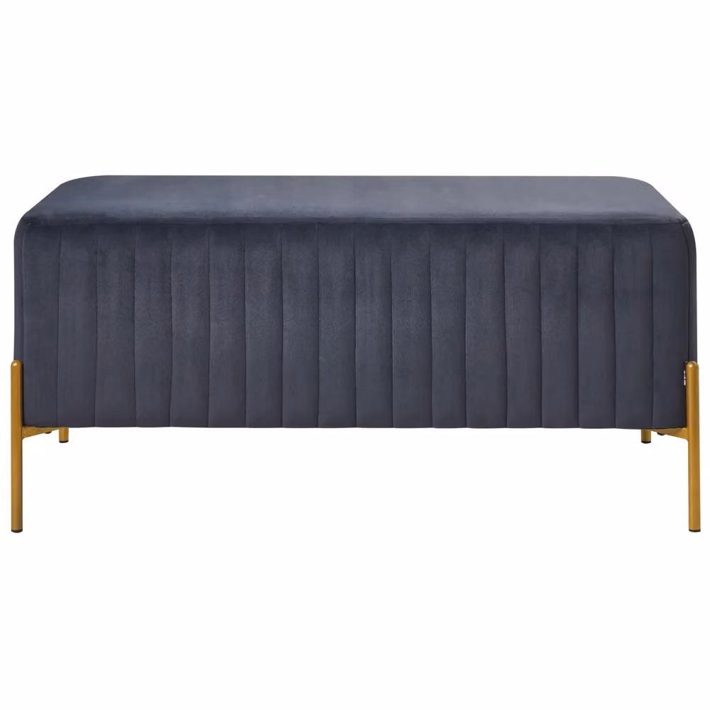 Panca Glamour BELIANI rivestita in velluto nero con gambe in metallo dorato L: 91 cm, P: 47 cm, H: 43 cm – 2