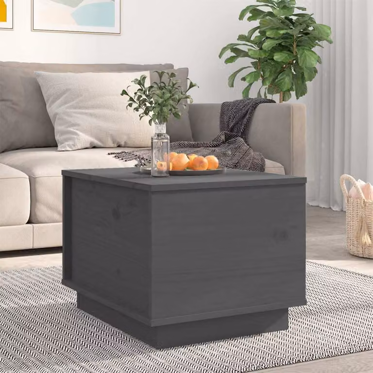 Maison Exclusive - Tavolino grigio 40x50x35 cm in legno massello di pino