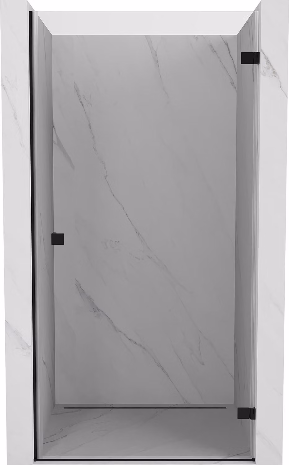 Mexen Lunar-B porta doccia a battente destra 90 cm, trasparente, nera - 832-090-000-70-00-P